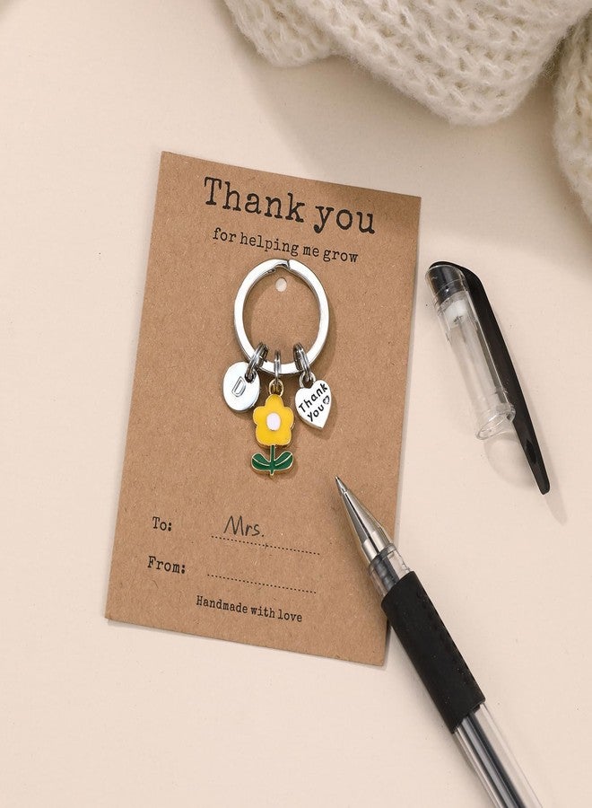 GINAZL Flower Keychain Teacher Appreciation Gifts Daycare Teachers Thank You Gift Initial Keychain Charistmas Birthday Valentines Day Gifts for Art Teacher Gift First Day Of School Present (A) - Image 2